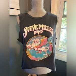 STEVE MILLER BAND MUSIC Tank Top Womens. Unicorn Boxy Raw Hem